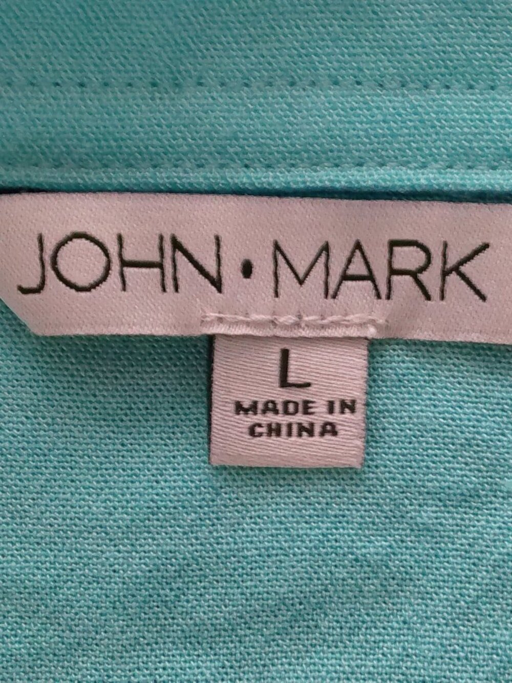 JOHN MARK NWOT Short Cuffed Sleeve Collared Button-Up Turquoise Shirt L - Picture 6 of 10